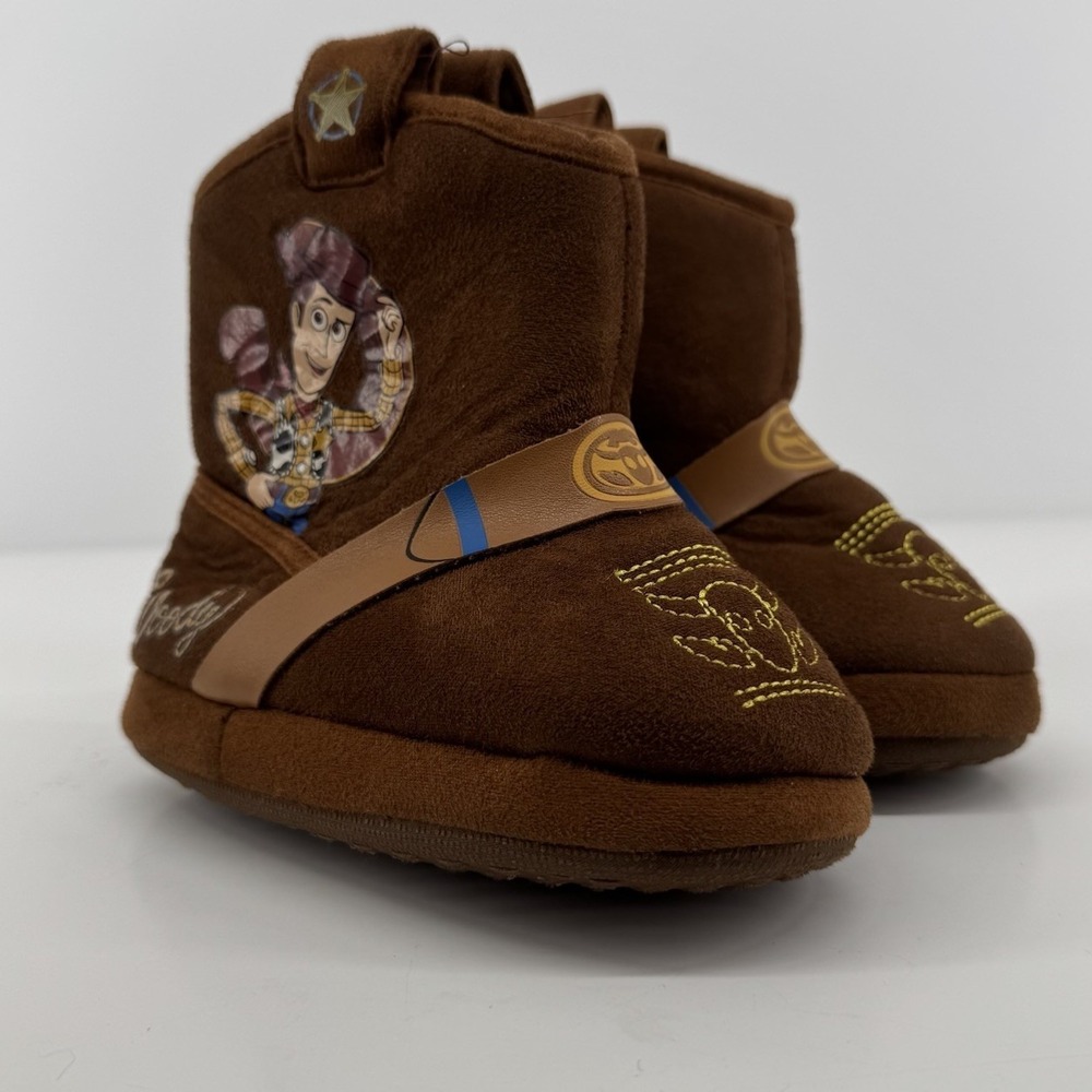 Disney Pixar Toy Story Woody Cowboy Slipper Boots Toddler Size 7-8 Brown Plush